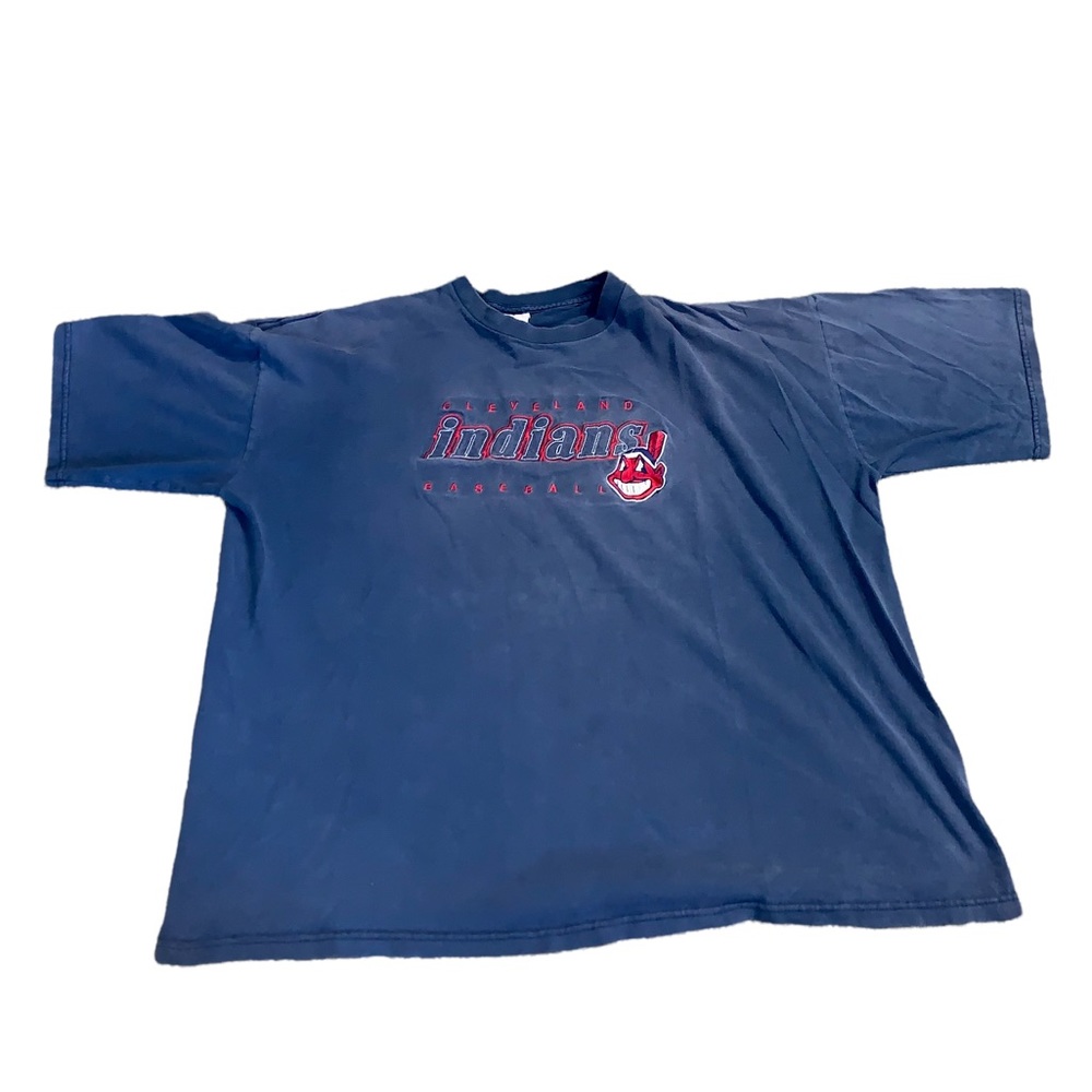 Vintage 90s Cleveland Indians Hank Aaron Originals Embroidered Shirt Chief Wahoo